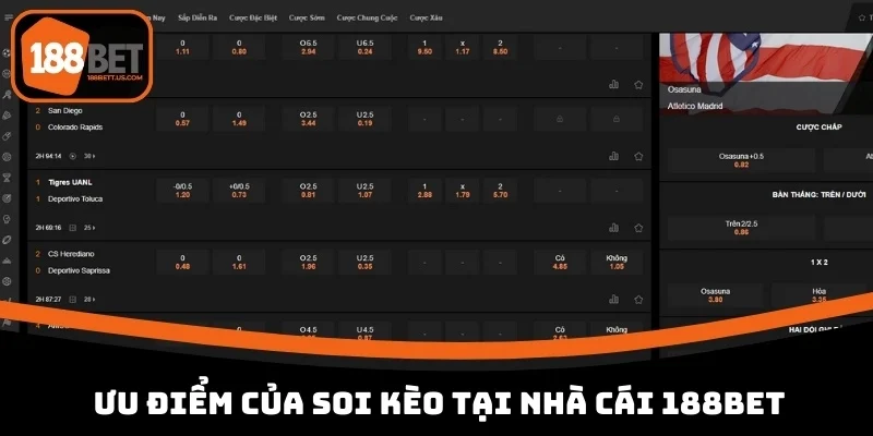 nha cai co ty le keo bong da tot nhat 188bet Ưu điểm của soi kèo tại nhà cái 188BET
